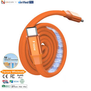 Câbles de données plats magnétiques USB C 2.0 UNIEAN Factory 48V 100W Type C Charge rapide 480 Mbps Câble plat Usb c pour iphone - Product Image 1