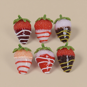 Décoration de fraises enrobées de chocolat artificielles, fruits artificiels réalistes pour la décoration de la table de la cuisine à la maison, ornements de bricolage - Product Image 1