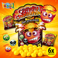 Dulces de moda al por mayor para YouTube: Caramelos crujientes y masticables de colores naturales con sabor picante y ácido, desafío de sabor, caramelos masticables tipo Skittles amarillos.