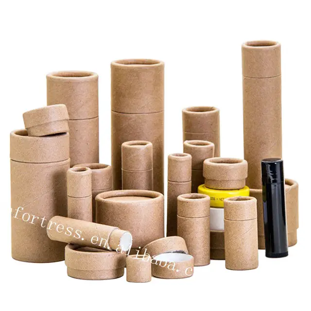 Envase personalizado biodegradable bálsamo labial tarro tubos chapstick Twist up Kraft tubos de papel de regalo