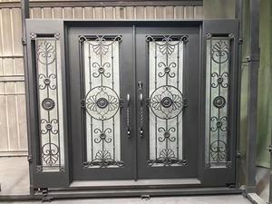 Porte d'entrée moderne en fonte Porte d'entrée de sécurité en fer forgé avec grille à coupure thermique - Product Image 6