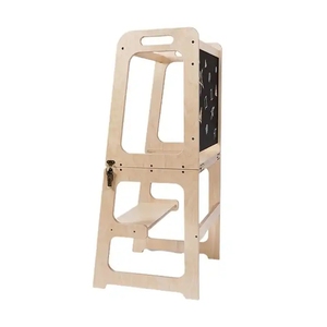 Tabouret d'apprentissage pliable personnalisé pour enfants, tour d'apprentissage en bois avec tableau noir, design moderne - Product Image 1