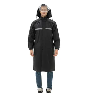 उच्च गुणवत्ता वाले लंबे ऑक्सबोर्ड पीवीसी कपड़े हुडेड वर्षाकोट परांटेटिव बाहरी वाटरप्रूफ