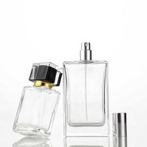 Portable Square 50ml &amp; 100ml Clear Glass <strong>Perfume</strong> Bottles Refillable Empty <strong>Atomizer</strong> Pump Sprayer Screen Printed for Fragrances - Product Image 2
