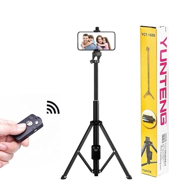 YUNTENG 1688 Extendable 51 Inch Mobile Phone Camera Monopod Selfie Stick Tripod Stand with Wireless Remote