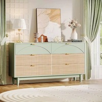 Nouvelle conception moderne, armoire de rangement modulaire de luxe léger, commode verte en bois à 6 tiroirs, panneau MDF, salon