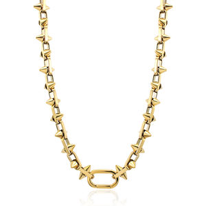 <span class=keywords><strong>Collana</strong></span> Hip Hop Placcata <span class=keywords><strong>Oro</strong></span> 18K a Catena <span class=keywords><strong>Spessa</strong></span> Conica per Uomo e Donna con Nappa Rivetto Geometrica Statement in Acciaio Inossidabile - Product Image 1