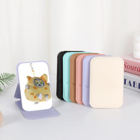 Pabrik grosir portabel HD cermin Mini dengan penutup PU & berdiri kaca kompak cermin rias untuk wanita perjalanan pergi Makeup
