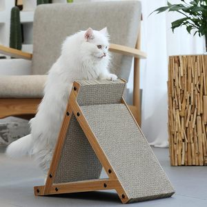 Cakar kucing sisi vertikal kucing menggaruk tiang segitiga kucing terowongan goresan mainan jalan untuk kucing bermain latihan - Product Image 3