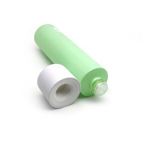 Bouteille en verre vert givré de sérum d'épaule plat recyclable de luxe avec couvercle de pompe à lotion blanche 80ml 100ml cosmétique pour les soins de la peau