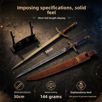   Épée Double Renara en Alliage, Modèle d'Arme de Jeu, Étui en Cuir, Version Coffret Cadeau 30CM, Accessoire de Cosplay, Ornement