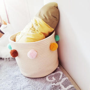 Cesta de cuerda tejida <span class=keywords><strong>para</strong></span> almacenamiento en el hogar, cesta bonita y plegable con borlas <span class=keywords><strong>para</strong></span> niños, cesta organizadora de <span class=keywords><strong>juguetes</strong></span> <span class=keywords><strong>para</strong></span> bebés - Product Image 4