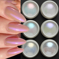Poudre de paillettes pour nail art, 6 couleurs, effet aurore, pigment chromé irisé, gel pour nail art, poussière de perle, décorations pour manucure DIY
