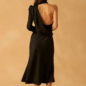 Customized Styles Women's Dresses Summer Halter Backless Long Sleeve Side Split Sexy Evening Dresses