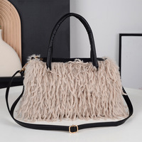 Sac fourre-tout de luxe pour femme, grande capacité, en peluche, tendance hiver, sac à bandoulière, couleur unie, pour le quotidien, sac de shopping décontracté