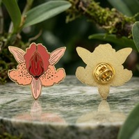 Broche en métal émaillé rigide personnalisée, motif fleur d'orchidée, ange et croix de la Fête Nationale, pour décoration de sac à dos floral à pois roses, thème botanique
