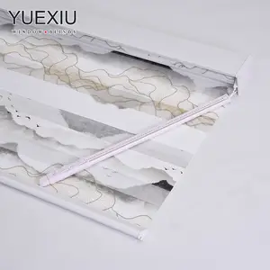 High Quality Custom Made Cordless Manual Embroidery Window Wand Zebra Blinds For Home Windows
