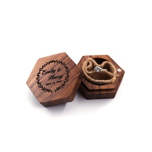 Custom Engraveable Walnut Hexagon Wedding Ring Box