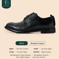 Chaussures Derby Formelles pour Hommes, Bout Rond, à Lacets, en Cuir Véritable, Solides, Printemps-Automne, Antidérapantes, Style Britannique Rétro, Décontractées pour le Quotidien