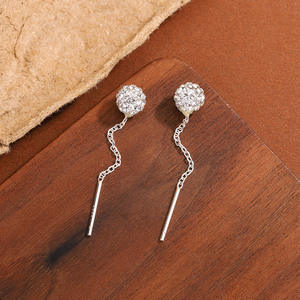 Anneaux pour femmes en argent pur s999, perles rondes complètes, fil d'<span class=keywords><strong>oreille</strong></span>, luxe léger, haut de gamme, simples et originaux, <span class=keywords><strong>piercing</strong></span> court - Product Image 4