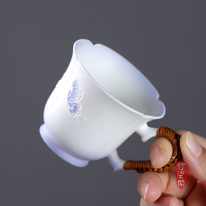 Bamboo Woven Tea <b>Cup</b> Porcelain Hand Painted Butterfly New Chinese Style Master <b>Cup</b> Tasting <b>Cup</b> Single <b>Cup</b> - Product Image 5