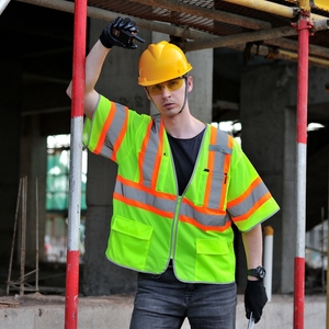 High Vis Mesh Safety Reflective Vest with Short Sleeves Working <strong>Warnweste</strong> Class 3 Gilet De Seguridad Reflector Vests OEM/ODM - Product Image 1