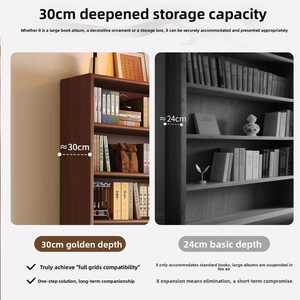 <b>Solid</b> <b>Wood</b> Modern Minimalist <b>Bookcase</b> Storage Cabinet All-in-one Floor-standing Lattice Design Home Office Bedroom Living Home - Product Image 3