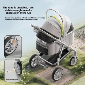 Pet seyahat lüks alüminyum 4-Wheel köpek arabası ile ayrılabilir taşıyıcı tek el kat - Product Image 4