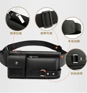 I-0326 Hot Sale Customized Logo Black PU Leather Fashion Unisex Multifunctional Waterproof <b>Summer</b> Spring Waist <b>Bag</b> - Product Image 2