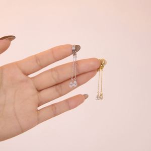 Dylam Hypoallergenic 925 <b>Silver</b> Dangle 5A CZ Zirconia <b>Hoop</b> Earrings for Women Teen Girls Minimalist Tassel Earrings Fine Jewelry - Product Image 2