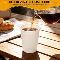 Gobelets à café en papier 12 oz, lot de 100, blancs, jetables, biodégradables, résistants à la chaleur, étanches, robustes, pour la maison/les petits mariages