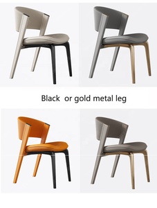 Juego de mesa de comedor de 4 sillas de lujo moderno de acero inoxidable con mechones de cuero en beige y blanco para hoteles, escuelas o parques - Product Image 4