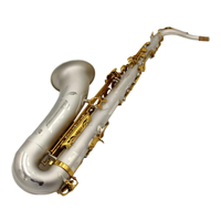 Saxophone ténor professionnel en Si bémol Eastern Music, finition argent satiné, clés dorées