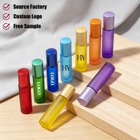 Flacons roulants ronds en verre dépoli de 10 ml, vides, rose, rouge, noir, vert, bleu, rechargeables pour parfum, aromathérapie, déodorant, huile