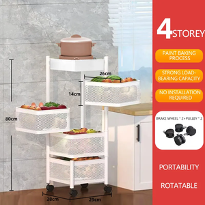 Prix préférentiel, étagère rotative pour légumes et fruits en acier au carbone, chariot roulant carré, étagère de rangement rotative pour condiments - Product Image 4