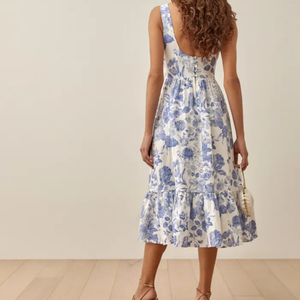 Abbigliamento da donna abito in lino 100% con <span class=keywords><strong>stampa</strong></span> <span class=keywords><strong>tropicale</strong></span> abito elegante estivo lungo donna abiti Casual - Product Image 4