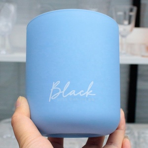 Lọ đựng nến thủy tinh màu mờ in họa tiết lớn 16oz FENGJUN, kiểu trụ sang trọng có nắp - Product Image 4