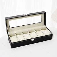 Support de présentoir de montre personnalisé Transparent de Grain de bois rouge velours Pu montre présentoir de stockage vitrine montres boîte d'emballage