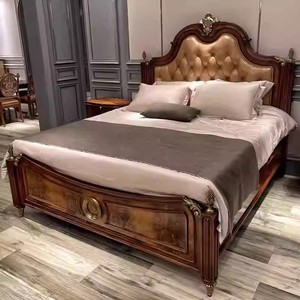<span class=keywords><strong>Cama</strong></span> de Matrimonio de Lujo <span class=keywords><strong>Estilo</strong></span> Inglés Vintage de 1.8 Metros, con Acabado en Cobre, Chapa de Madera y Madera Maciza con Patrones - Product Image 3