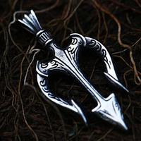 Pendentif Trident Neptune en acier inoxydable 316L de style gothique pour hommes Design unique avec zircon plaqué or Bijoux de mode pour cadeau