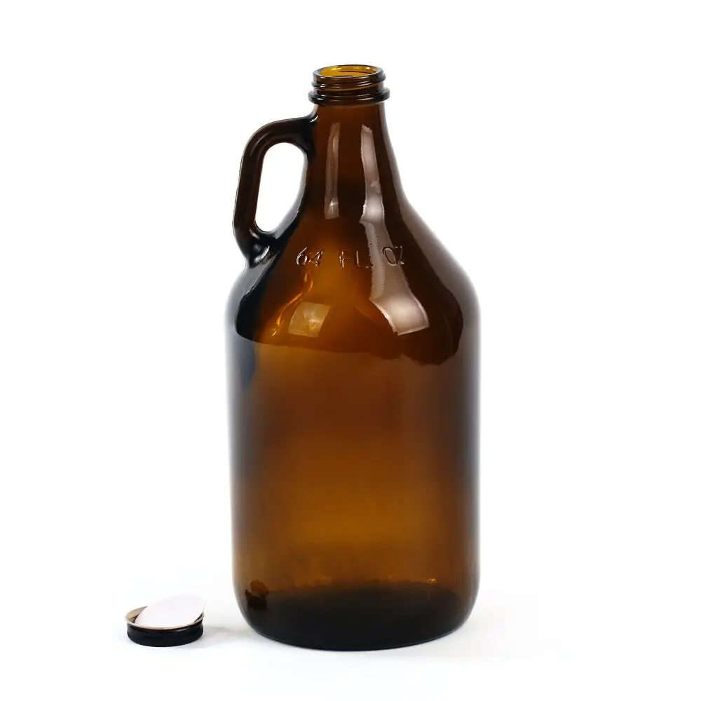 2 litre büyük kapasiteli California şişeleri depolama yağ likör şarap su kahverengi cam şişeler vida kapaklı kolları ile