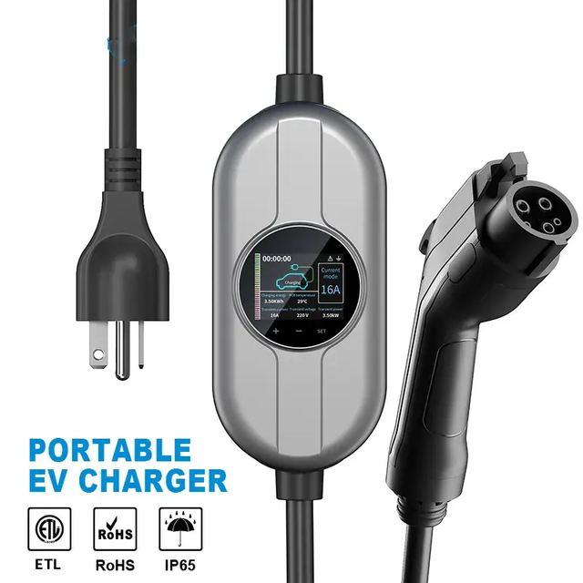 Type 1 Portable Ev Charger with Control Box 16A 32A 7KW Portable Ev Charging Station High Quality