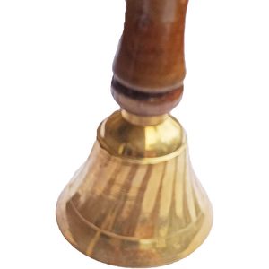 Campana de cena de latón con acabado de níquel martillado de mano, campana de llamada de servicio con mango de madera L de 5,4 pulgadas para el hogar, la Oficina, la escuela, el maestro - Product Image 3