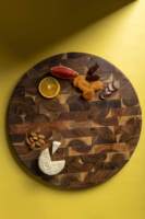Planche à découper en bois de bambou à grain transversal, planche de boucher en bois pour couper la viande, planche à découper ronde en bois