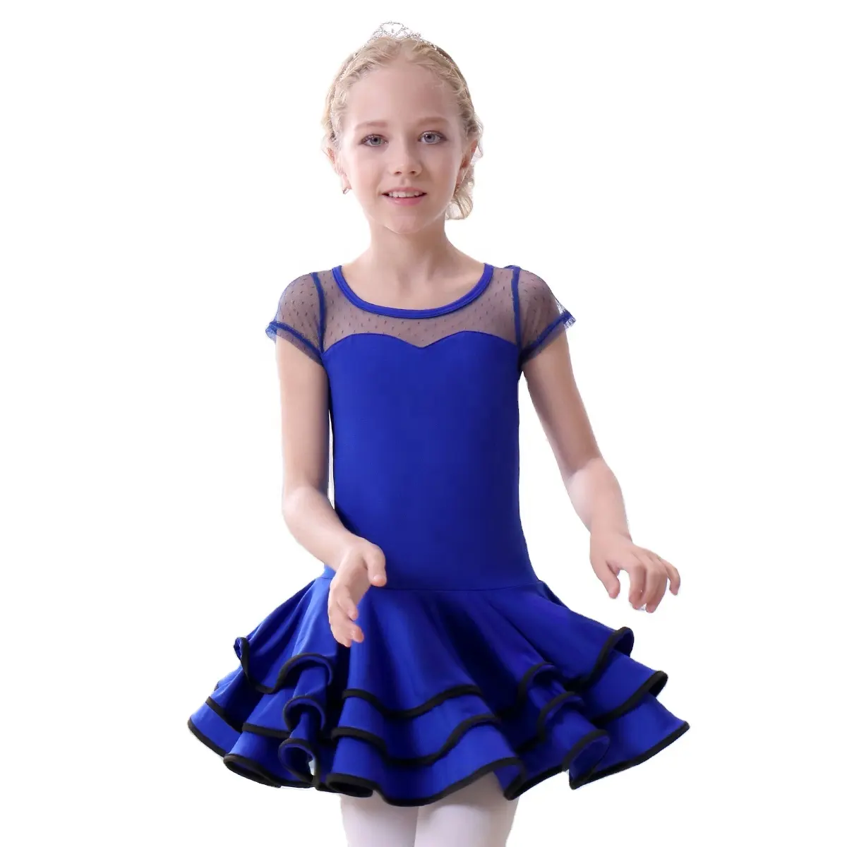 Юбка для девочек, гимнастическое трико, платье для латинских и балетных танцев, профессиональное детское платье для латинских танцев