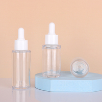 Flacon compte-gouttes carré en PET transparent de 10 ml, flacon cosmétique personnalisé avec impression sérigraphique pour l'emballage d'huiles essentielles et de soins de la peau