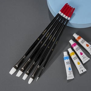 Xin Bowen pincel 5 piezas mango largo <span class=keywords><strong>blanco</strong></span> Nylon pelo abedul madera artista pintura pincel para acrílico acuarela arte pintura - Product Image 6