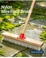 Brosse de nettoyage de sol à poils en nylon avec manche en acier inoxydable de 120 cm pour cuisine, salle de bain, carrelage et joints