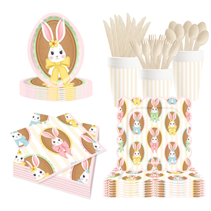 DAMAI New Customized Design <b>Easter</b> Theme Disposable <b>Easter</b> Egg Shape Dessert Dinner Paper Plates <b>Cups</b> Napkin Tableware Set - Product Image 2