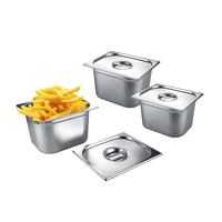 Bacs Gastronorm 2/3 pleine taille en acier inoxydable résistants aux rayures, conteneurs alimentaires portables pour la restauration